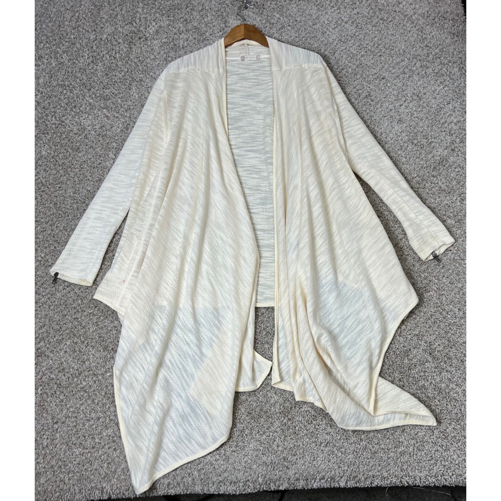 Altar'd State Cream Ivory Waterfall Draped Open Front Cardigan Zipper Cuff M